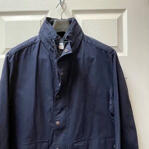 TOMS x Target Men's Large Cotton/Nylon Navy‎ Jacket w/Packable Hood Snap Pockets